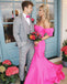 Simple Hot Pink Mermaid Off Shoulder Maxi Long Party Prom Dresses,Evening Dress,13358