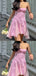 Cute Pink A-line Spaghetti Straps Mini Short Prom Homecoming Dresses,CM977