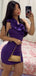 Sexy Purple Sheath One Shoulder Mini Short Prom Homecoming Dresses,CM985