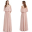 Light Blush Pink Chiffon Cheap Long Bridesmaid Dresses Online, WG293