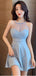 Blue A-line Halter Short Homecoming Dresses,Cheap Short Prom Dresses,CM947