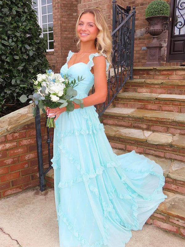 Elegant Blue A-line Sweetheart Maxi Long Party Prom Dresses,Evening Dress,13296