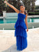Cute Blue A-line Spaghetti Straps Maxi Long Party Prom Dresses,Evening Dress,13273