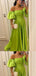 Pretty Green A-line Off Shoulder Long Party Prom Dresses To Impress,Evening Dress,13481