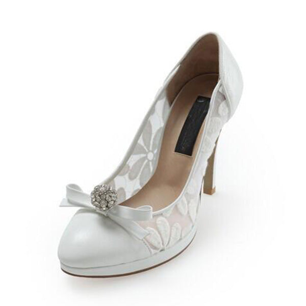 High Heels Pointed Toe White Lace Sexy Wedding Bridal Shoes, S022