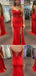 Gorgeous Red Mermaid Side Slit Long Party Prom Dresses To Impress,Evening Dress,13536