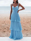 Elegant A-line Blue V-neck Maxi Long Party Prom Dresses, Evening Dress,13142