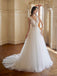 Elegant A-line V-neck Maxi Long Handmade Lace Wedding Dresses,WD802