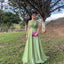 Elegant Green A-line One Shoulder Maxi Long Party Prom Dresses,Evening Dress,13293