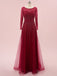 Elegant Mermaid Burgundy Long Sleeves Maxi Long Party Prom Dresses,Evening Dress,13306