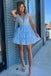 Cute Blue A-line Mini Short Prom Homecoming Dresses Online,CM994