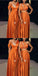Mismatched Burnt Orange A-line Maxi Long Wedding Guest Bridesmaid Dresses,WG1551