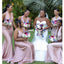 Mismatched Pink Mermaid Halter Maxi Long Wedding Guest Bridesmaid Dresses,WG1553