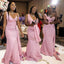 Mismatched Pink Mermaid Maxi Long Bridesmaid Dresses For Wedding Party,WG1578