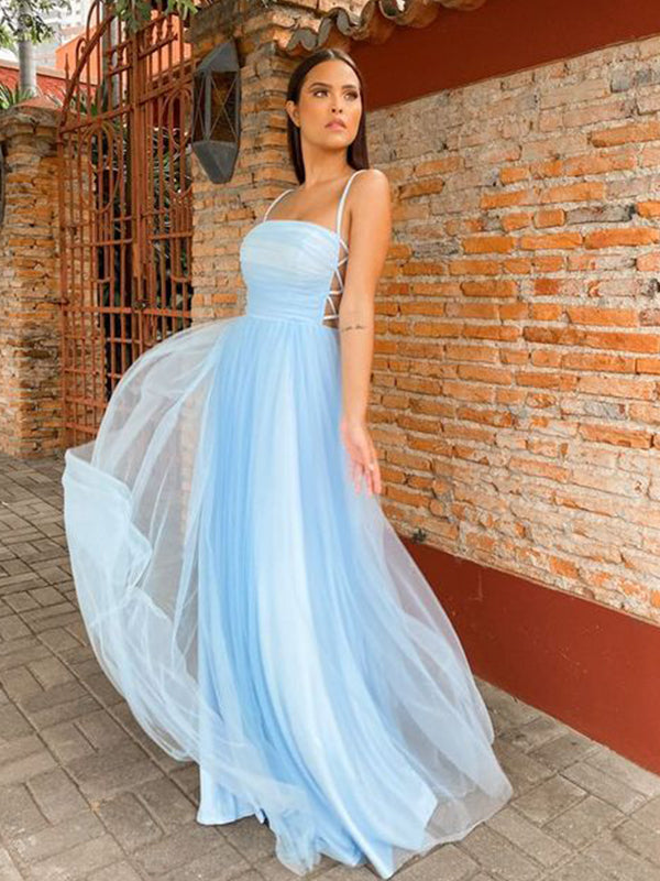 Popular Blue A-line Spaghetti Straps Maxi Long Party Prom Dresses,Evening Dress,13262