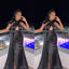 Sexy Black Mermaid Side Slit Maxi Long Bridesmaid Dresses For Wedding Party,WG1608