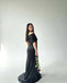 Sexy Black Mermaid Side Slit One Shoulder Mermaid Maxi Long Bridesmaid Dresses,WG1649