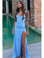 Sexy Blue Mermaid Side Slit Sweetheart Maxi Long Party Prom Dresses,Evening Dress,13269