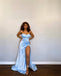 Sexy Blue Mermaid Side Slit Sweetheart Mermaid Maxi Long Bridesmaid Dresses,WG1648