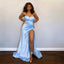 Sexy Blue Mermaid Side Slit Sweetheart Mermaid Maxi Long Bridesmaid Dresses,WG1648