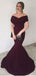 Sexy Burgundy Mermaid Off Shoulder Maxi Long Party Prom Dresses, Evening Dress,13127