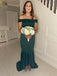Sexy Green Mermaid Off Shoulder Cheap Maxi Long Bridesmaid Dresses,WG1515