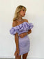 Sexy Lavender Sheath Off Shoulder Short Prom Homecoming Dresses,CM968