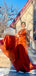 Sexy Mermaid Burnt Orange Maxi Long Bridesmaid Dresses For Wedding Party,WG1595