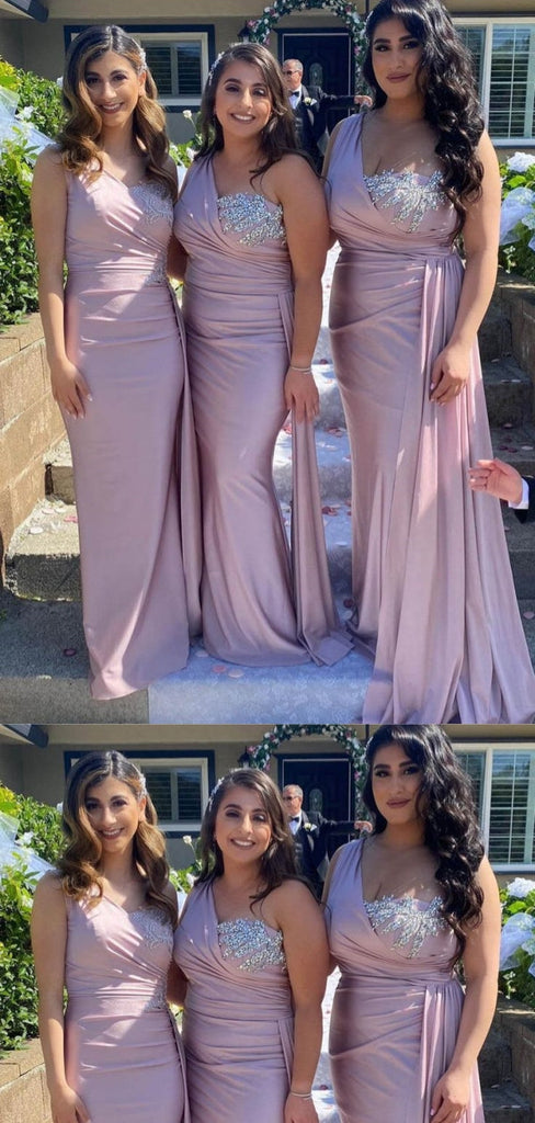 Sexy Mermaid One Shoulder Maxi Long Bridesmaid Dresses For Wedding Party,WG1588