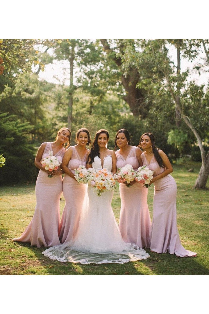Sexy Pink Mermaid Maxi Long Bridesmaid Dresses For Wedding Party,WG1585