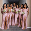 Sexy Pink Mermaid Side Slit Maxi Long Bridesmaid Dresses,WG1651