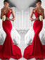 Sexy Red Mermaid Lace Evening Prom Dresses, Popular Bright Red Party Prom Dresses, Custom Long Prom Dresses, Cheap Formal Prom Dresses, 17197