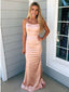 Sexy Rose Gold Mermaid Spaghetti Straps Maxi Long Party Prom Dresses, Evening Dress,13240