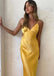 Sexy Yellow Sheath Spaghetti Straps V-neck Party Prom Dresses, Evening Dress,13209