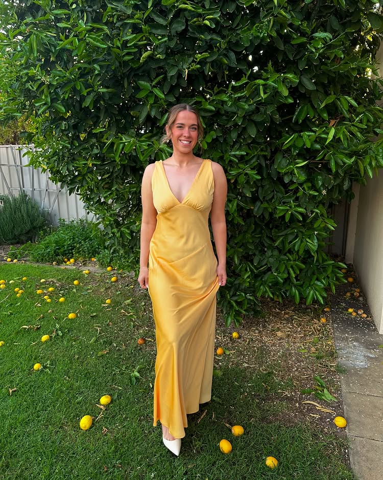 Sexy Yellow V-neck Long Party Prom Dresses To Impress,Evening Dress,13486