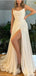 Simple A-line High Slit Cheap Maxi Long Prom Dresses Online,13045