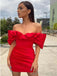 Simple Red Sheath Off Shoulder Mini Short Prom Homecoming Dresses Online,CM988