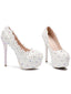 Women's Wedding Shoes Decorative Lace Wedding Heels Bridal Shoes With Beading, H90