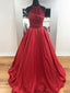 Fashion New Style Halter Beaded A line Long Evening Prom Dresses, 17350