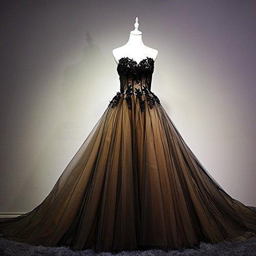 Sweetheart Black Tulle A line Long Evening Prom Dresses, 17676