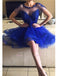Blue Short Sleeves Jewel Homecoming Dresses,Cheap Short Prom Dresses,CM921