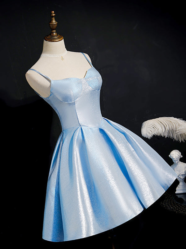 Blue Spaghetti Straps Short Homecoming Dresses,Cheap Short Prom Dresses,CM906