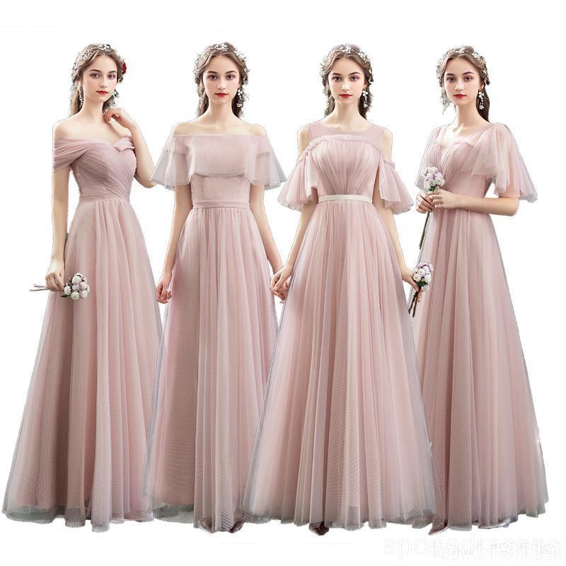 Blush Pink Floor Length Mismatched Cheap Bridesmaid Dresses Online, WG531