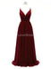 Dark Red Spaghetti Straps Chiffon Open Back Cheap Bridesmaid Dresses Online, WG584