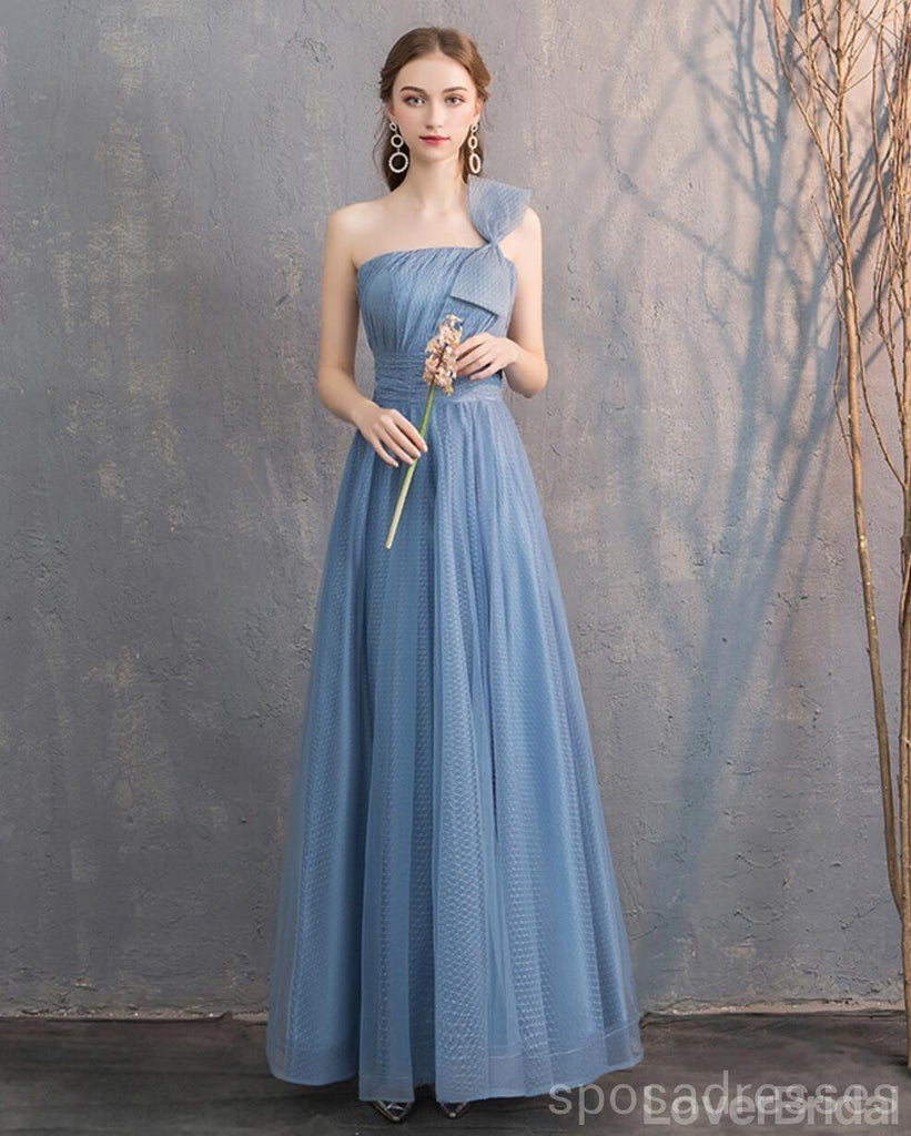Dusty Blue Floor Length Mismatched Cheap Bridesmaid Dresses Online, WG533