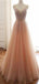 Elegant A-line Spaghetti Straps V-neck Maxi Long Prom Dresses,Evening Dresses,12947