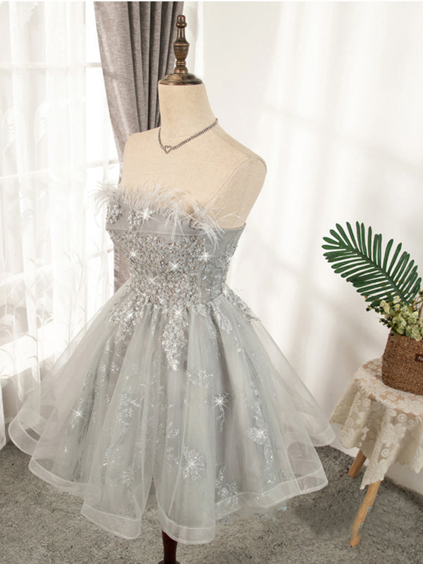 Elegant Grey Sweetheart Short Homecoming Dresses,Cheap Short Prom Dresses,CM891