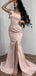 Elegant Mermaid Pink One Shoulder Side Slit Long Bridesmaid Dresses Online,WG983