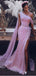 Gorgeous Pink Sheath One Shoulder High Slit Maxi Long Prom Dresses,12969