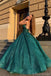 Green A-line Spaghetti Straps V-neck Cheap Long Prom Dresses,12662